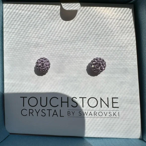 Touchstone Crystal by Swarovski Purple Stud Earrings - Picture 3 of 4